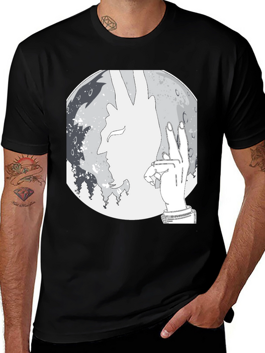 Silhouette Moon Graphic Tee - Stylish Mens Black T-Shirt