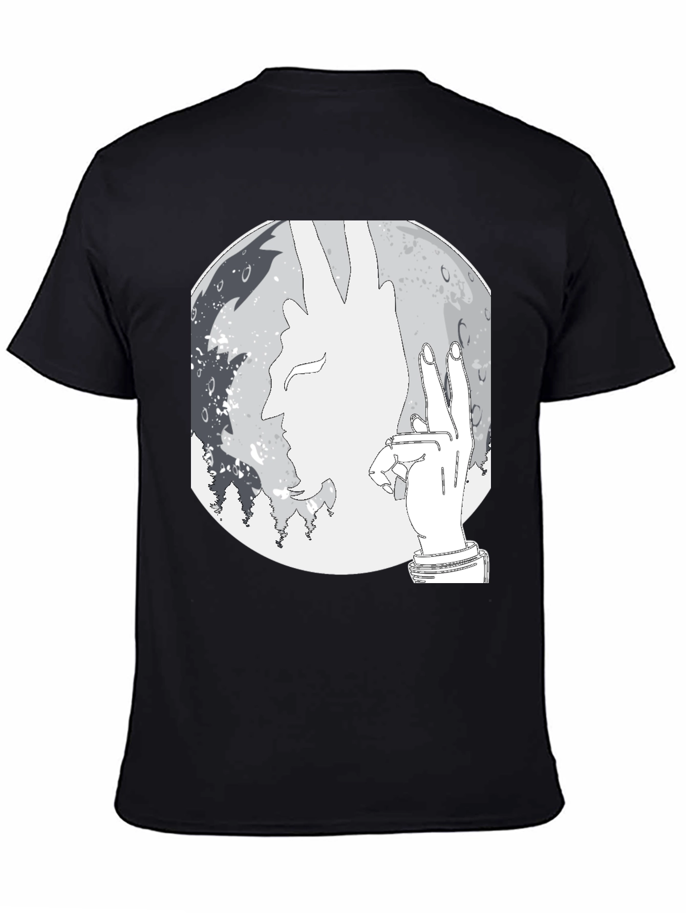 Silhouette Moon Graphic Tee - Stylish Mens Black T-Shirt