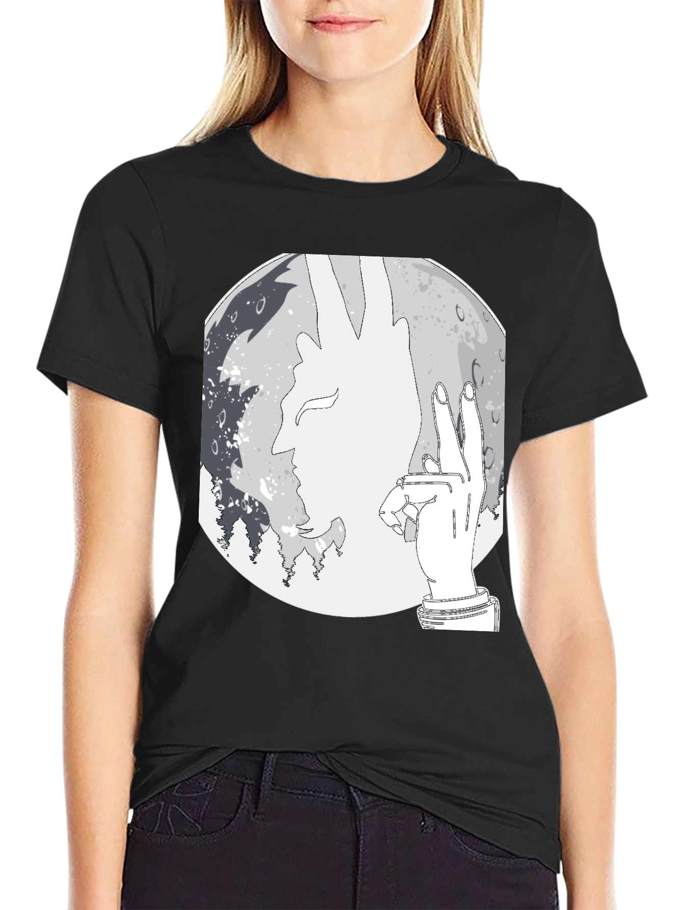 Silhouette Moon Graphic Tee - Stylish Mens Black T-Shirt