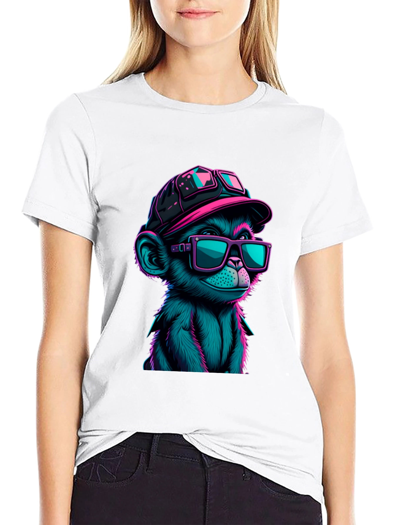 Cool Monkey Graphic Tee - Neon Ape Design
