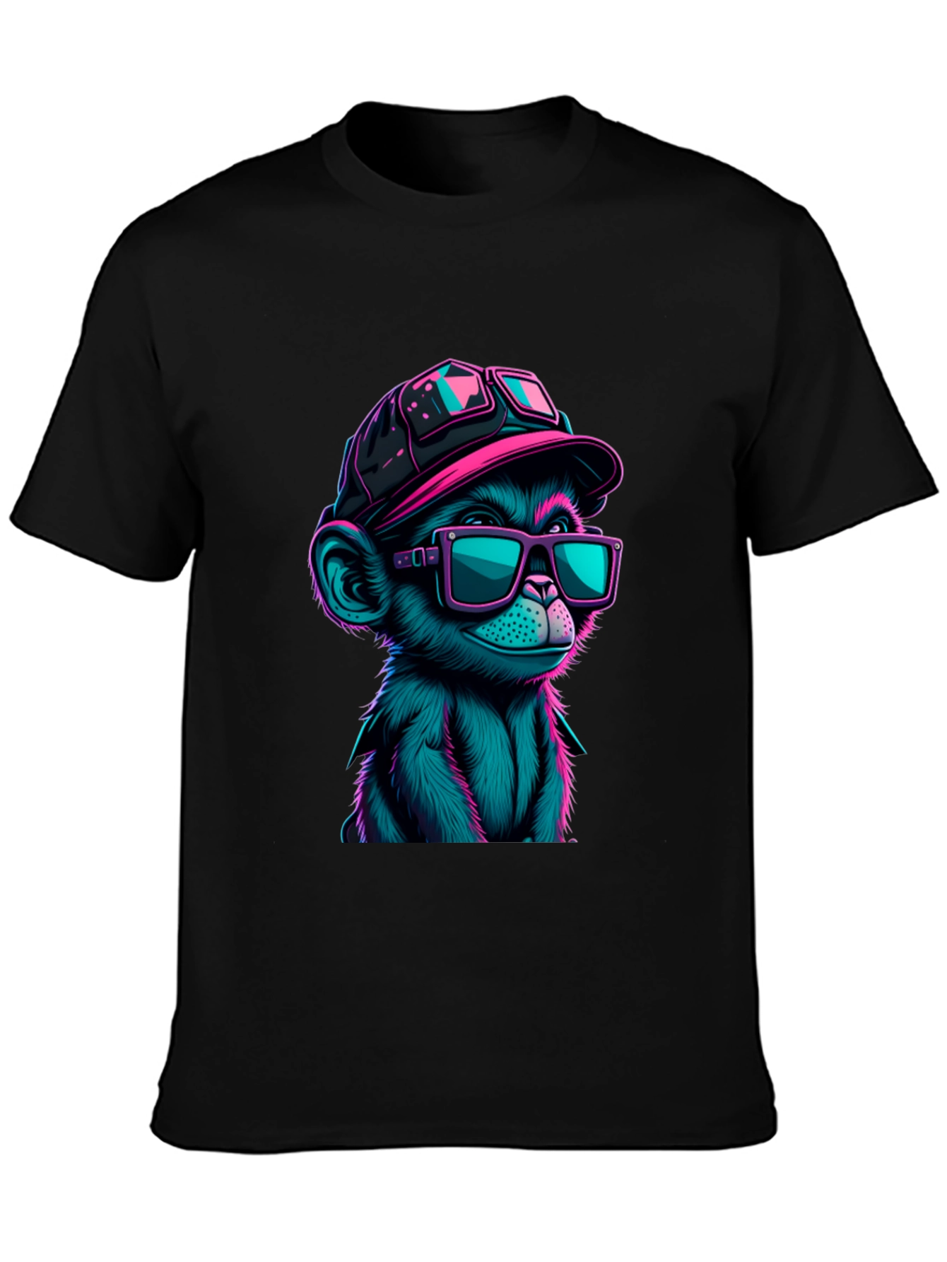 Cool Monkey Graphic Tee - Neon Ape Design