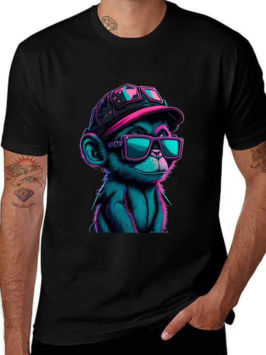 Cool Monkey Graphic Tee - Neon Ape Design