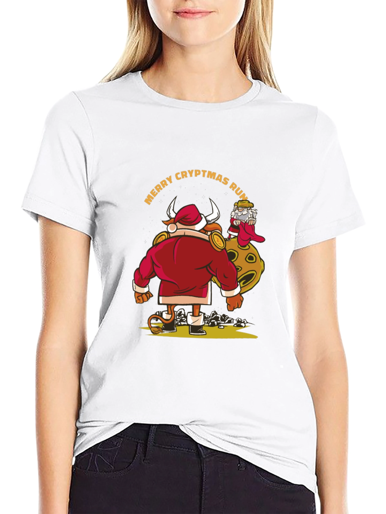 Merry Cryptmas Run Bull Santa T-Shirt