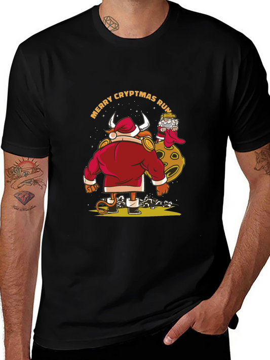 Merry Cryptmas Run Bull Santa T-Shirt