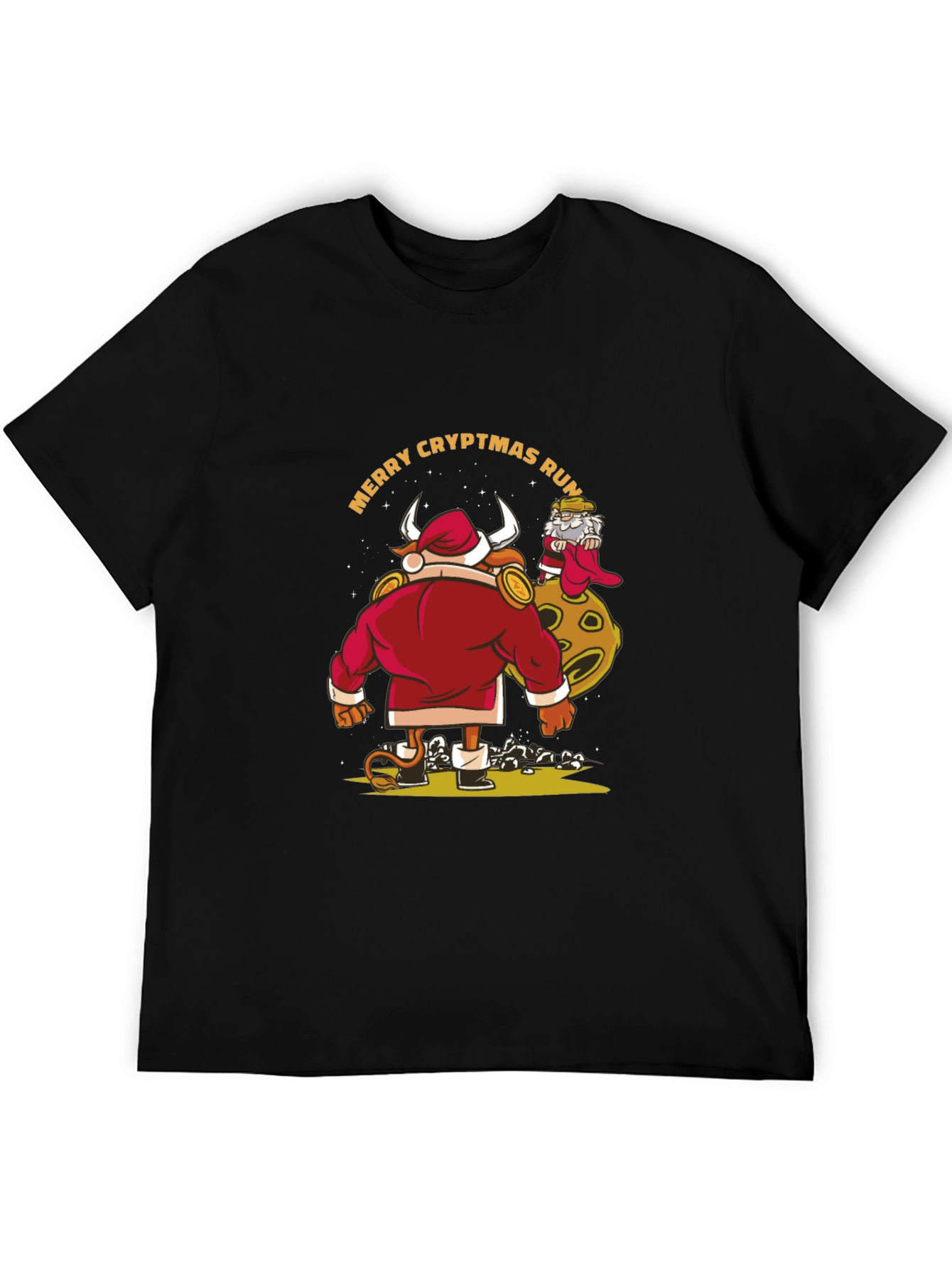 Merry Cryptmas Run Bull Santa T-Shirt