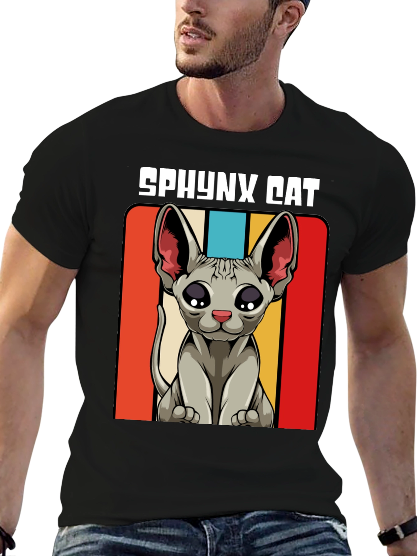 Retro Sphynx Cat Graphic T-Shirt