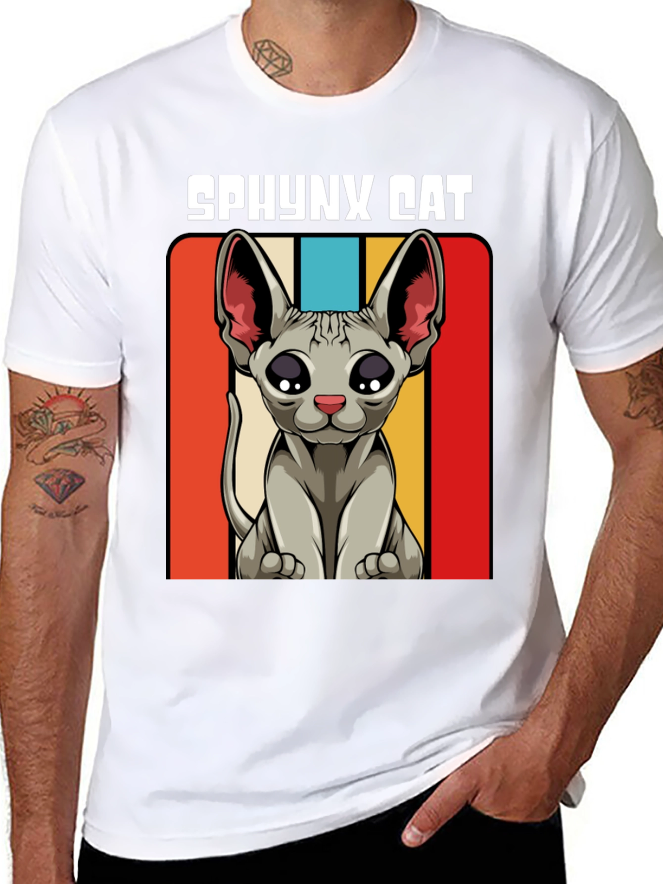 Retro Sphynx Cat Graphic T-Shirt