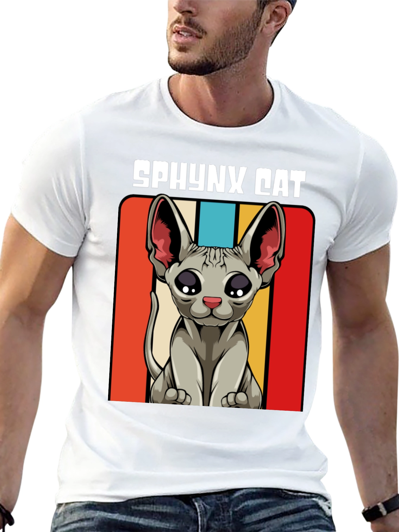 Retro Sphynx Cat Graphic T-Shirt
