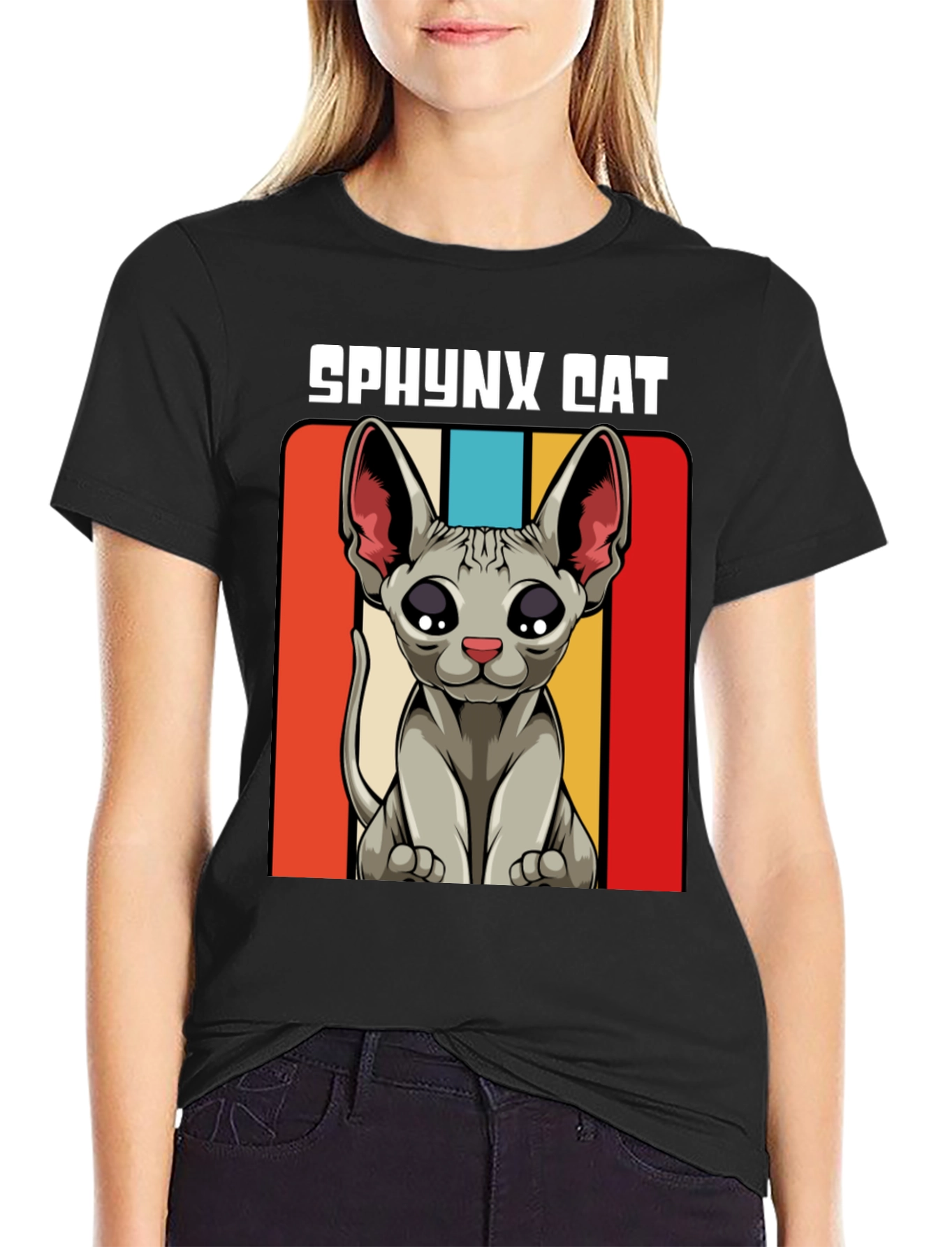 Retro Sphynx Cat Graphic T-Shirt