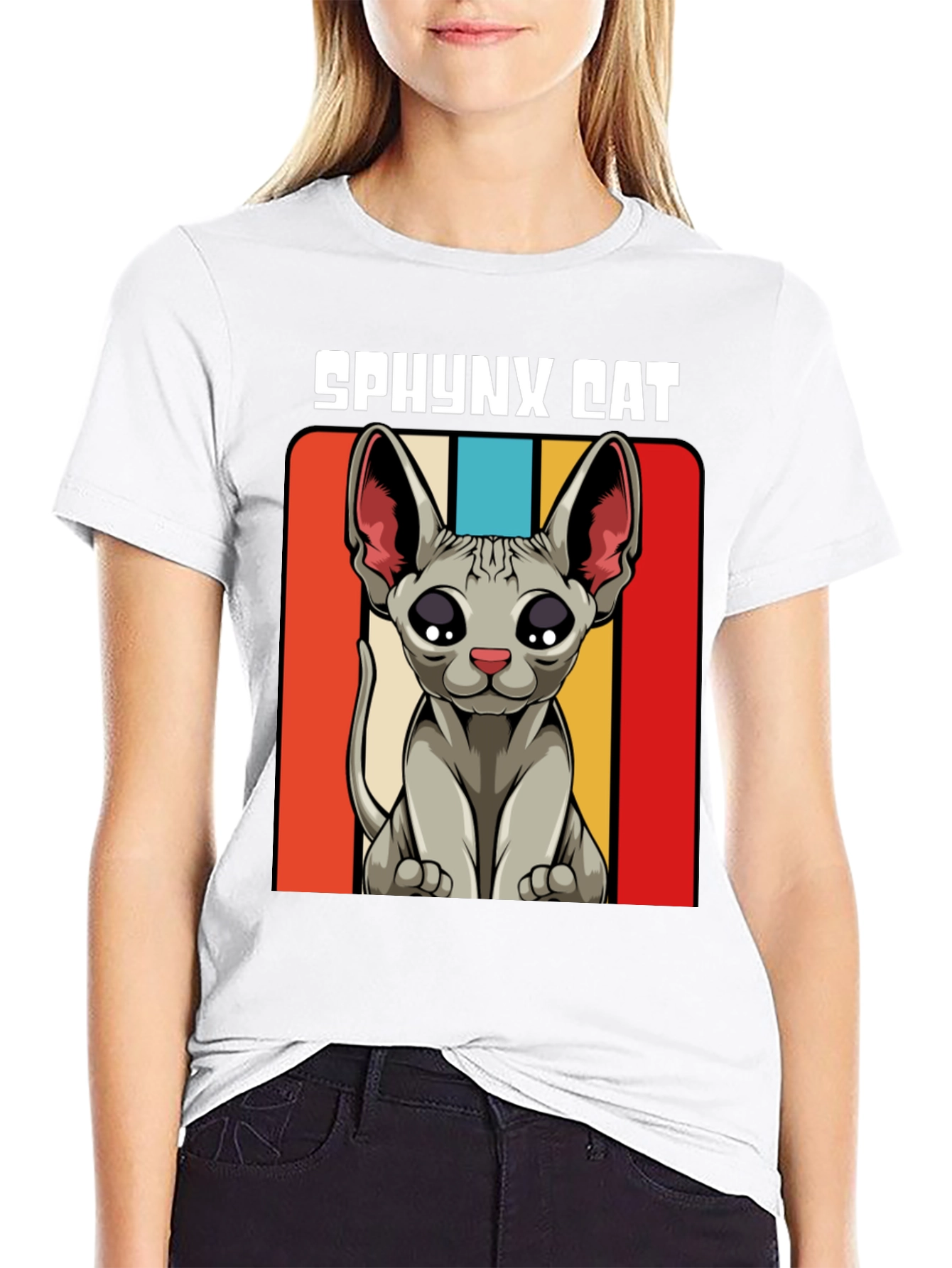 Retro Sphynx Cat Graphic T-Shirt