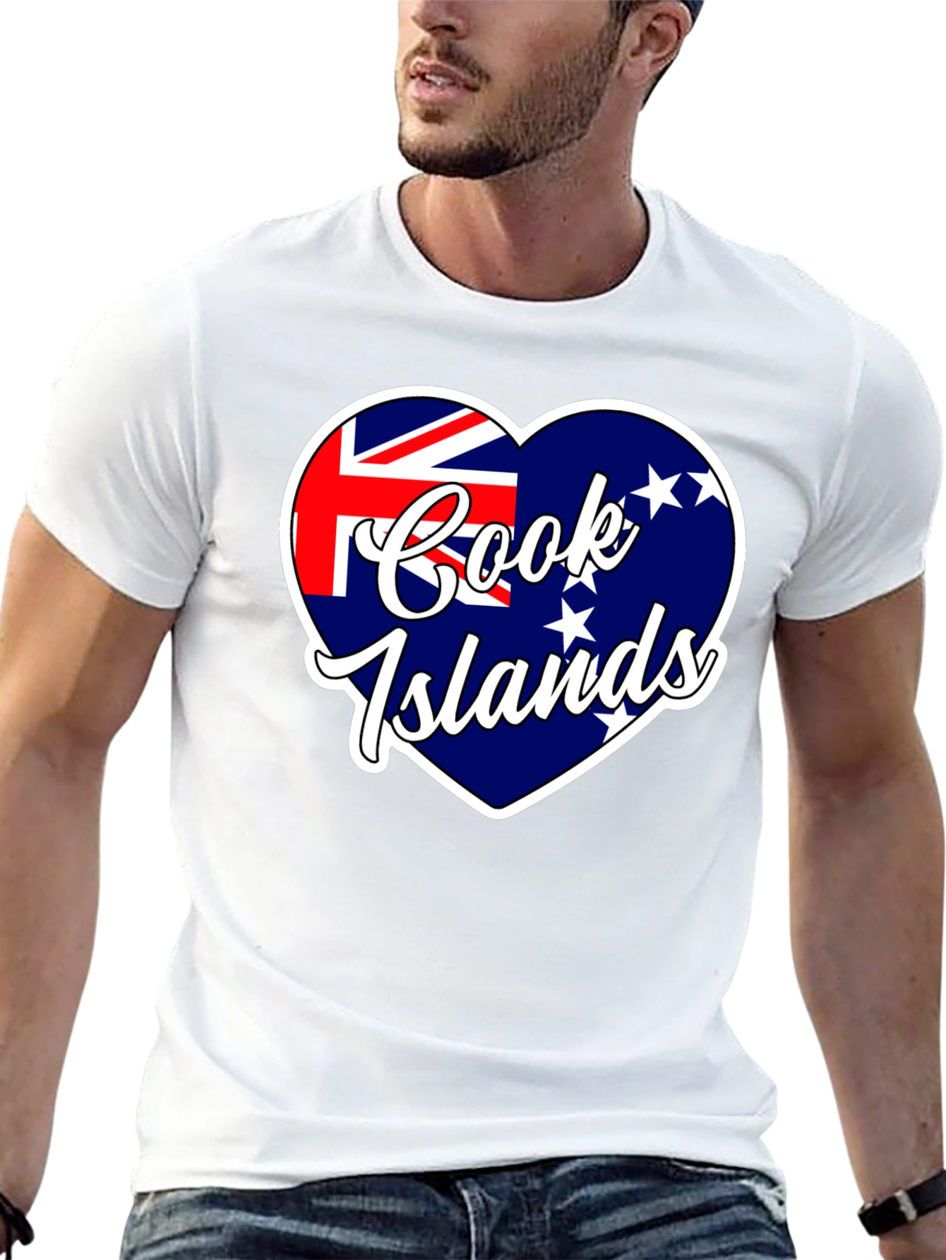 Cook Islands Flag Heart T-Shirt