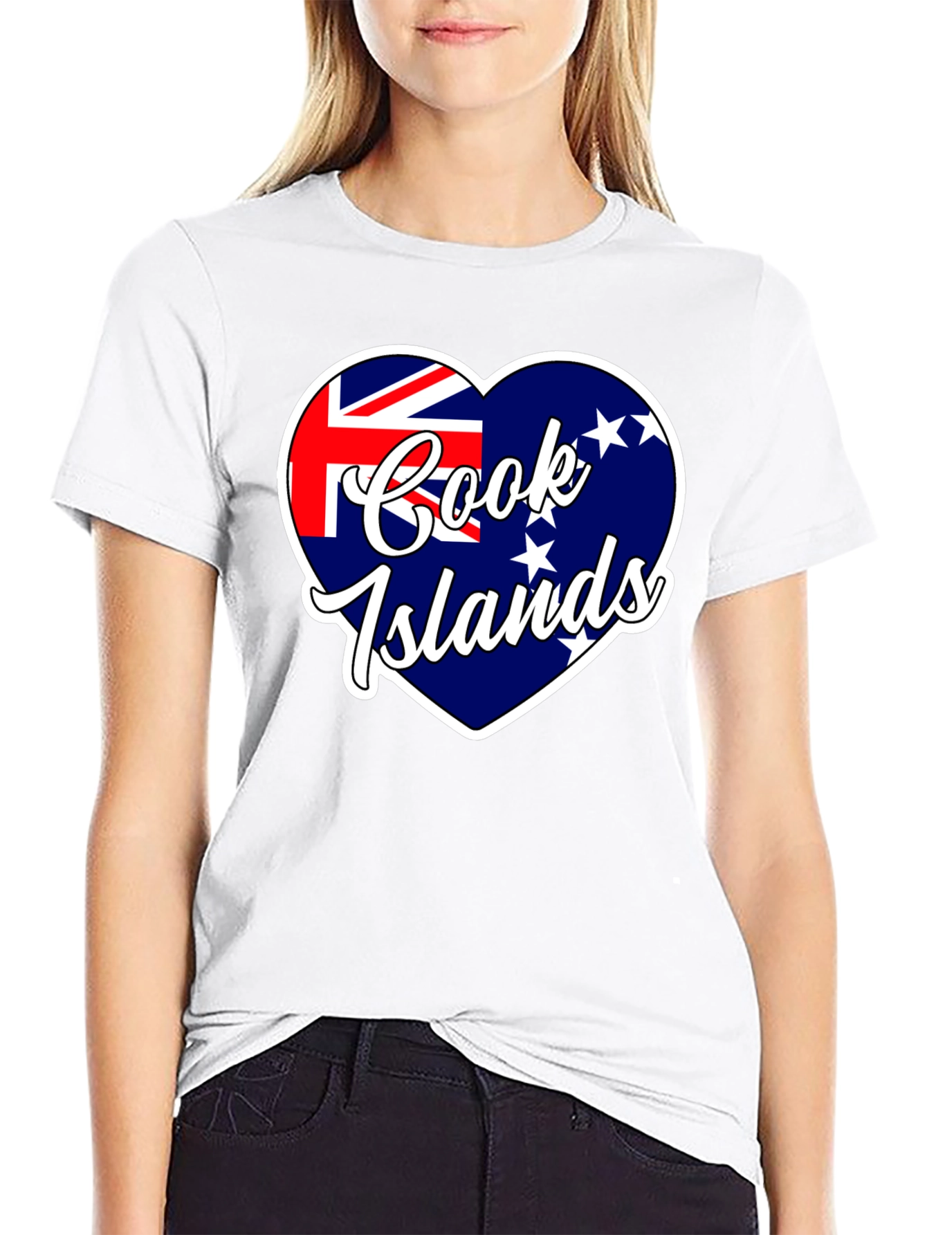 Cook Islands Flag Heart T-Shirt