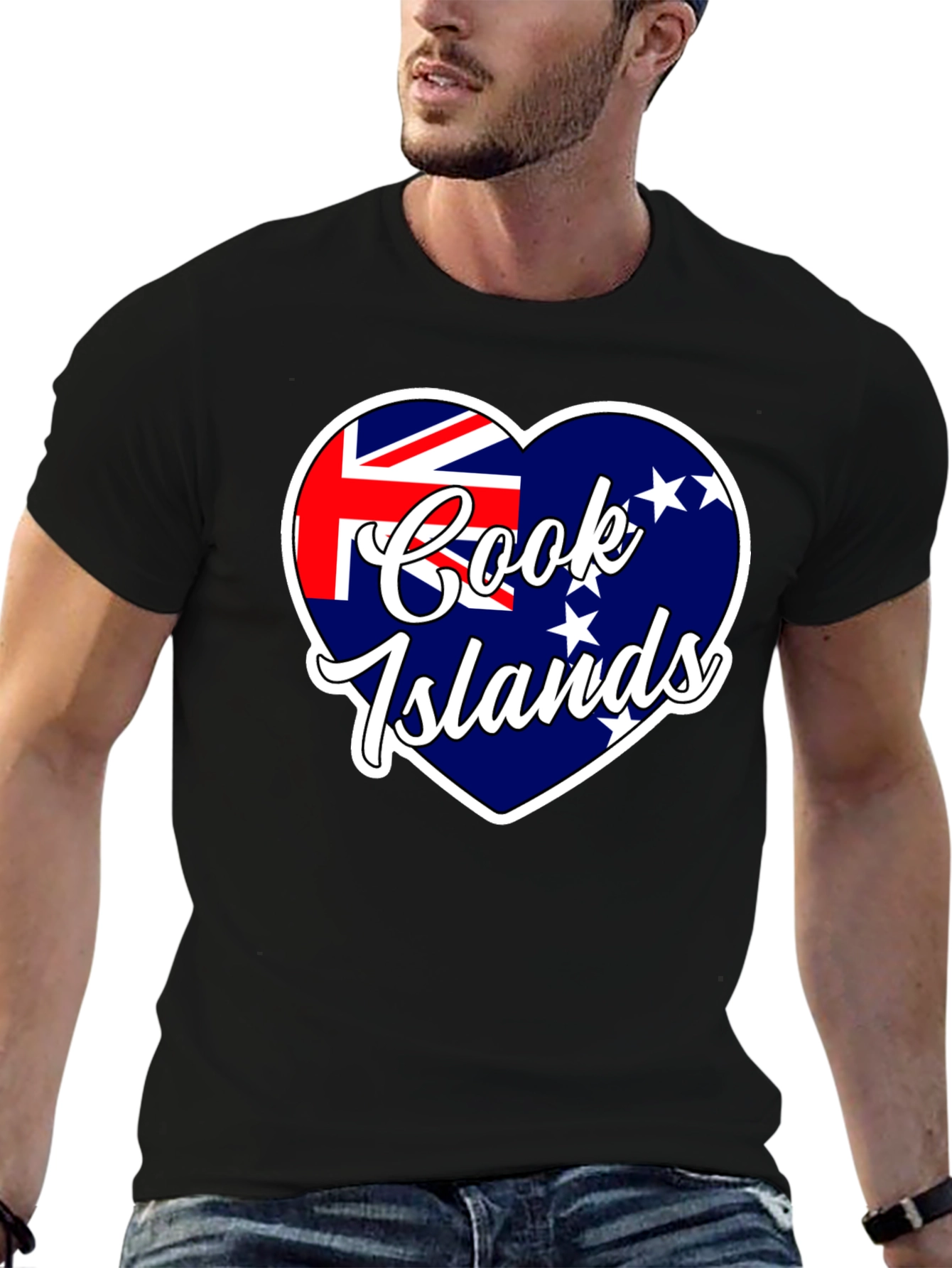 Cook Islands Flag Heart T-Shirt
