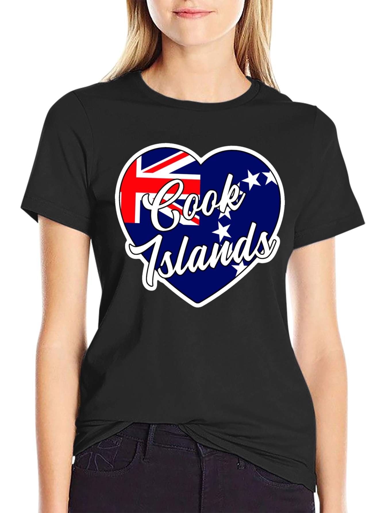 Cook Islands Flag Heart T-Shirt