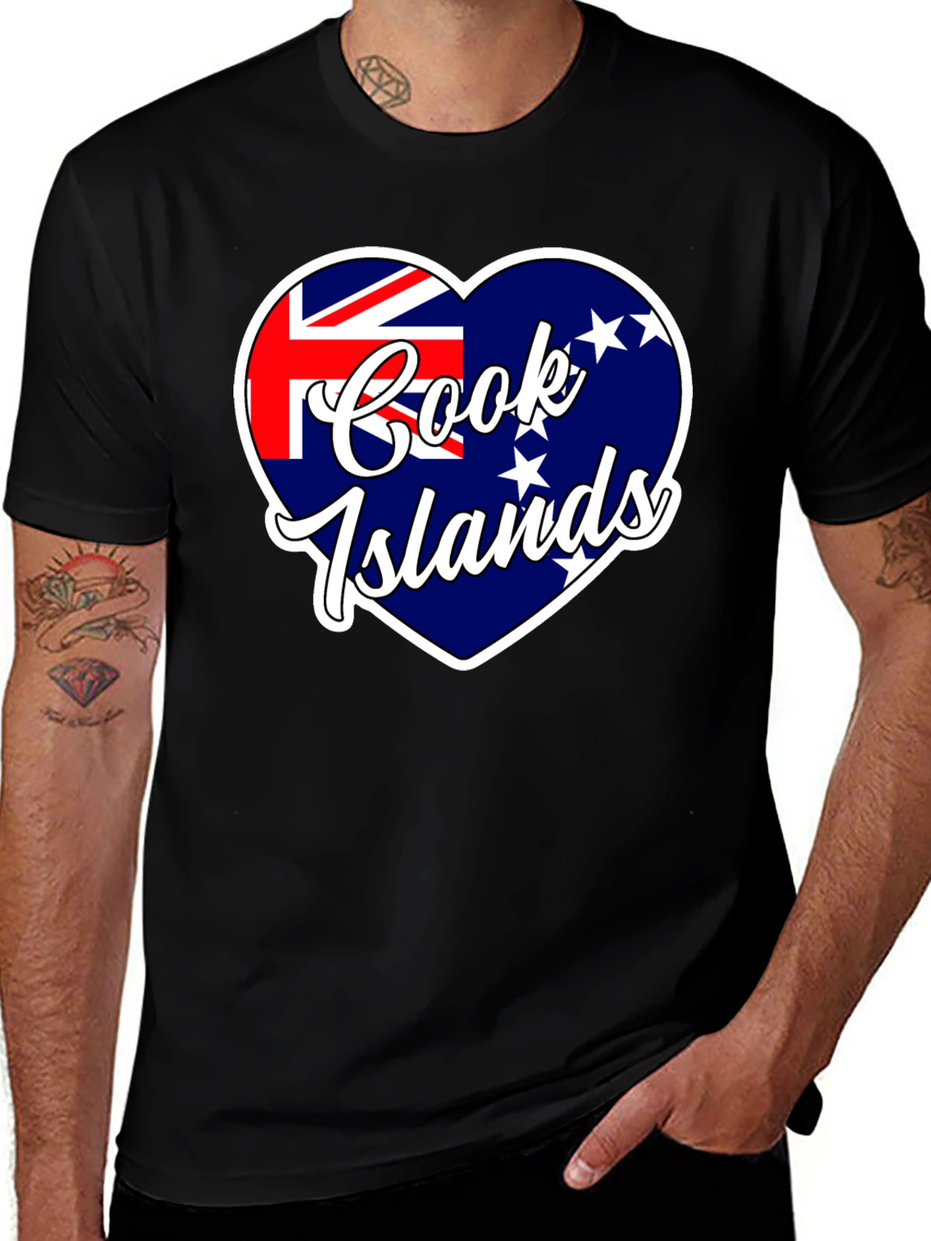 Cook Islands Flag Heart T-Shirt