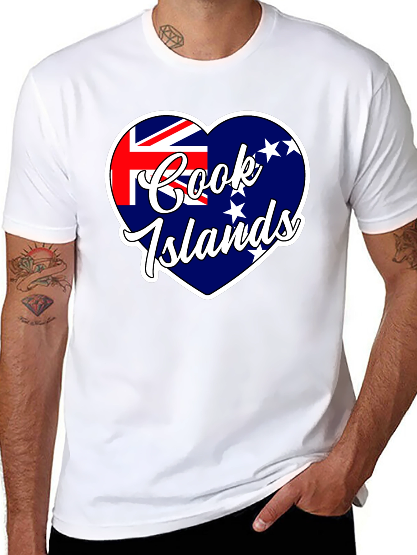 Cook Islands Flag Heart T-Shirt