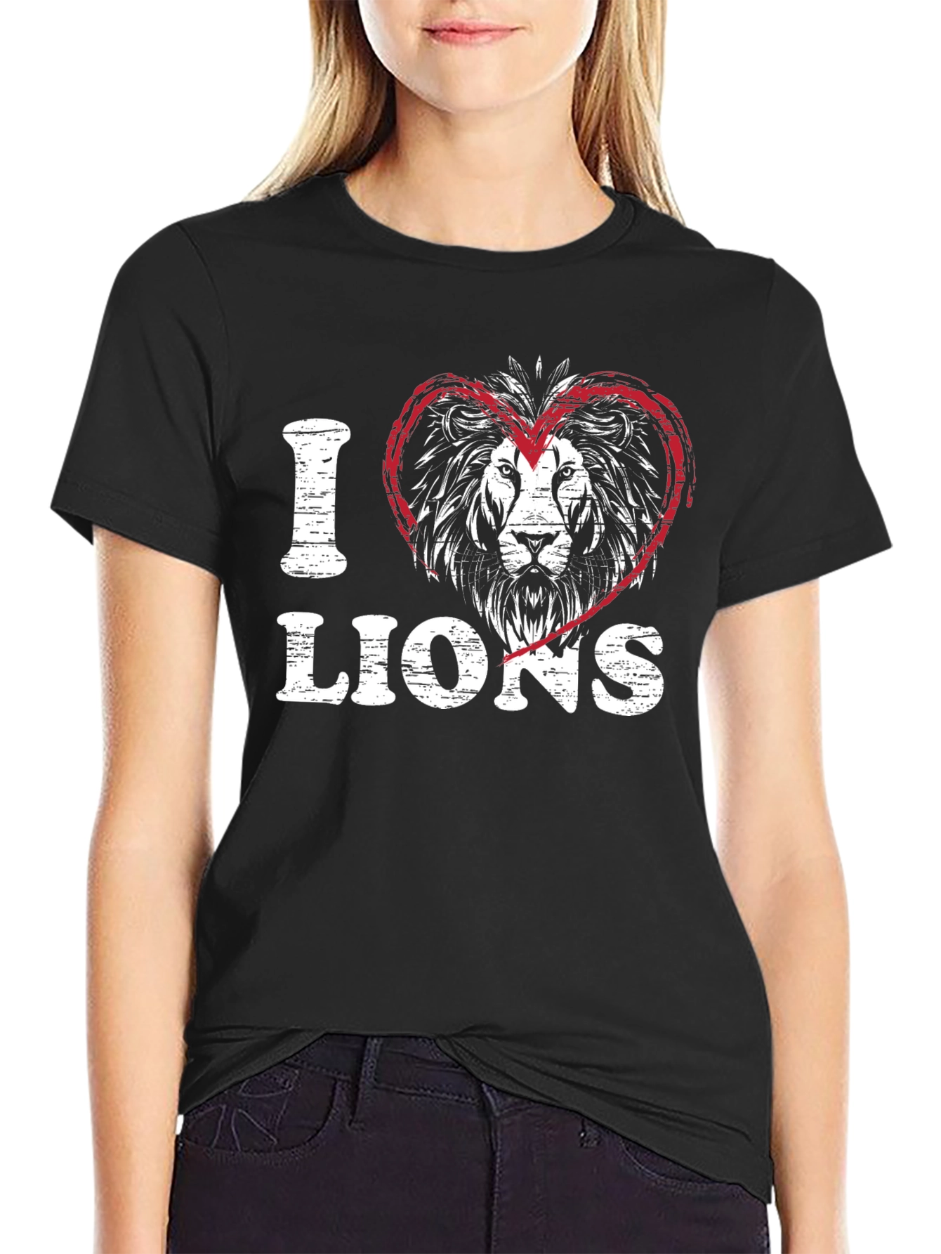 I Heart Lions Graphic Tee - Black