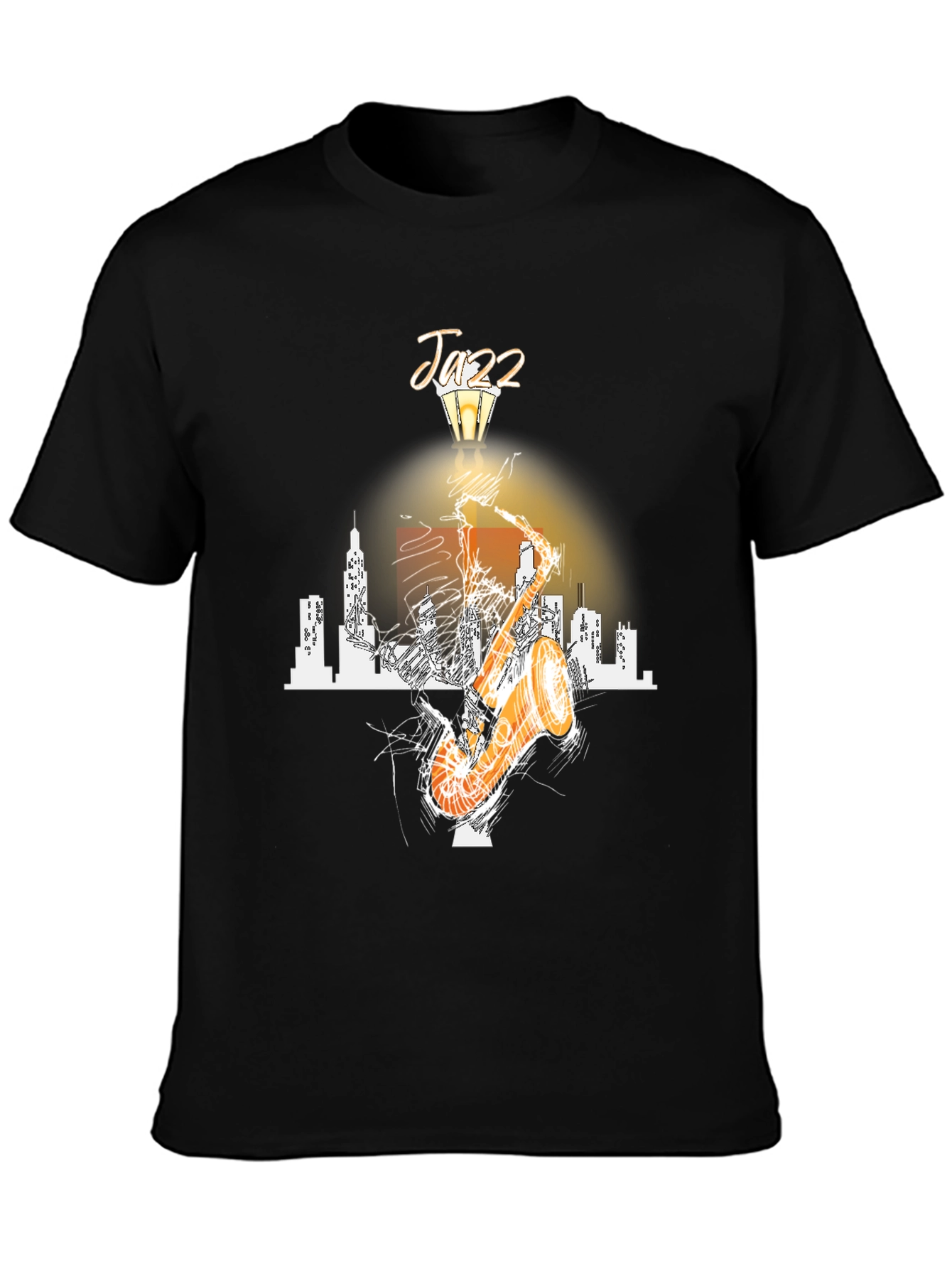Jazz Saxophone Cityscape Graphic T-Shirt