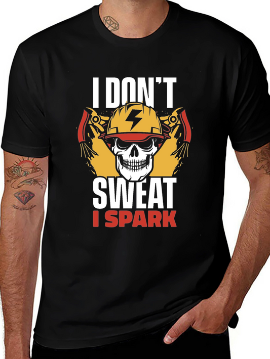 I Dont Sweat I Spark T-Shirt - Electrician Skull Tee