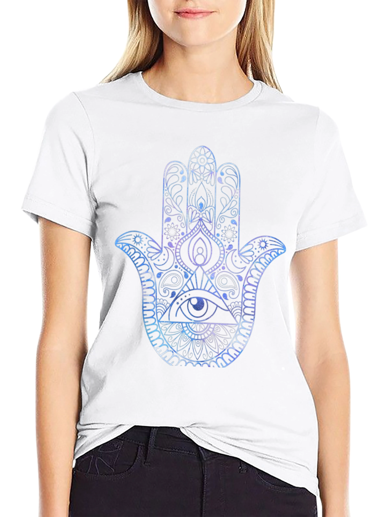 Hamsa Hand Graphic Print Mens T-Shirt