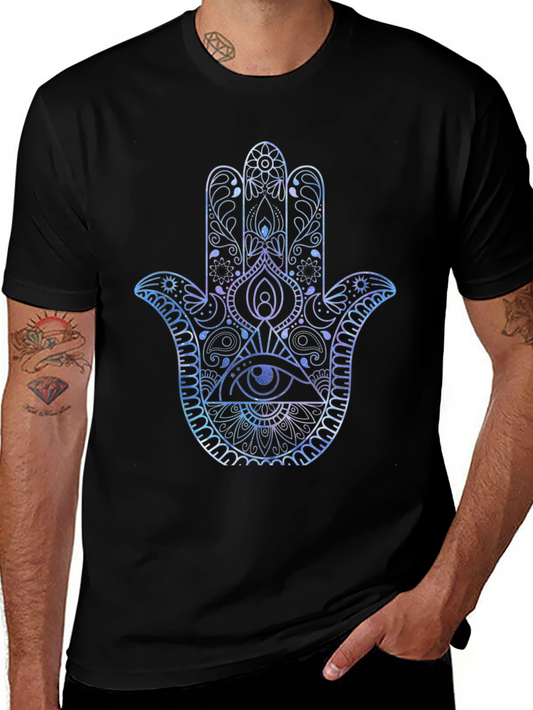 Hamsa Hand Graphic Print Mens T-Shirt