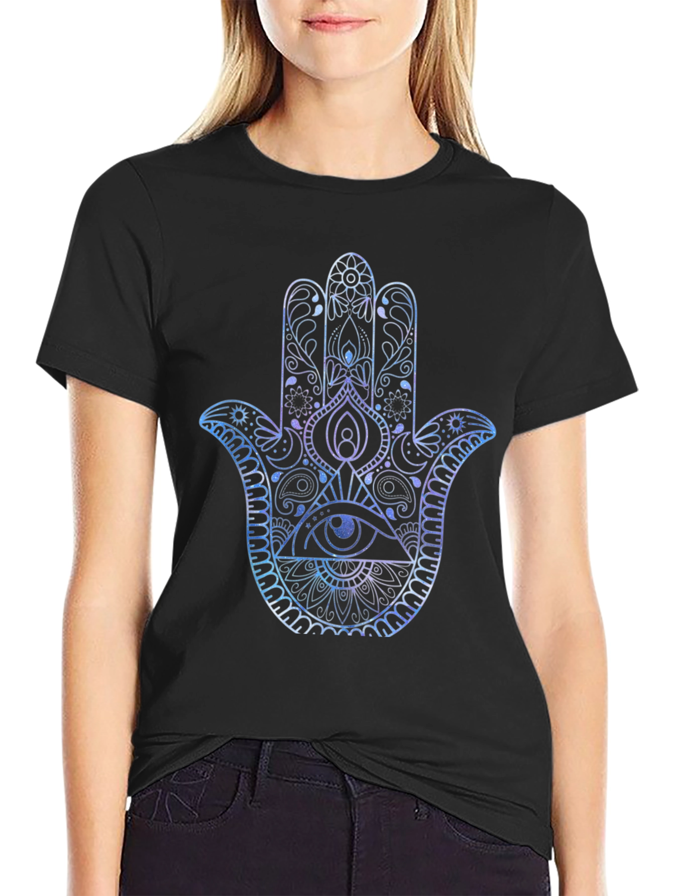 Hamsa Hand Graphic Print Mens T-Shirt