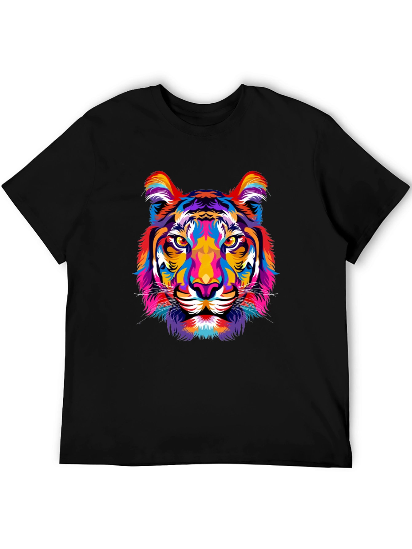 Vibrant Tiger Graphic Print Mens Black T-Shirt