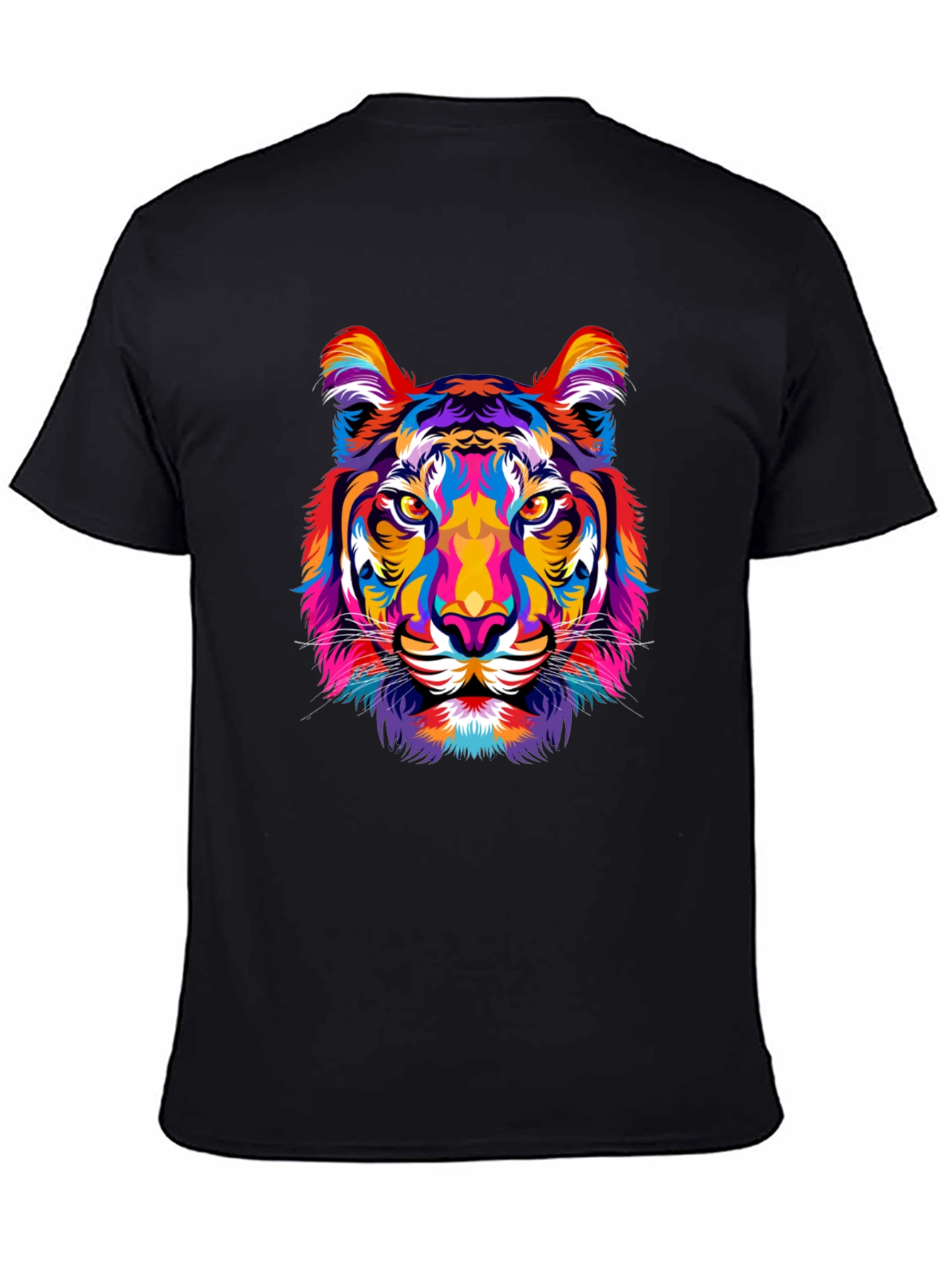 Vibrant Tiger Graphic Print Mens Black T-Shirt