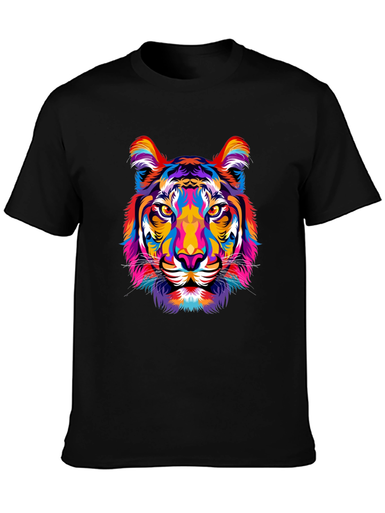 Vibrant Tiger Graphic Print Mens Black T-Shirt