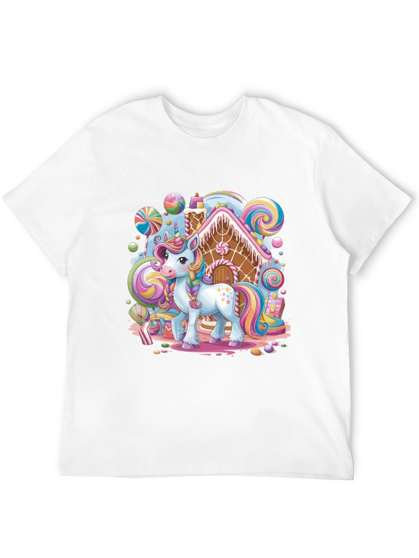 Unicorn Candy House Graphic T-Shirt