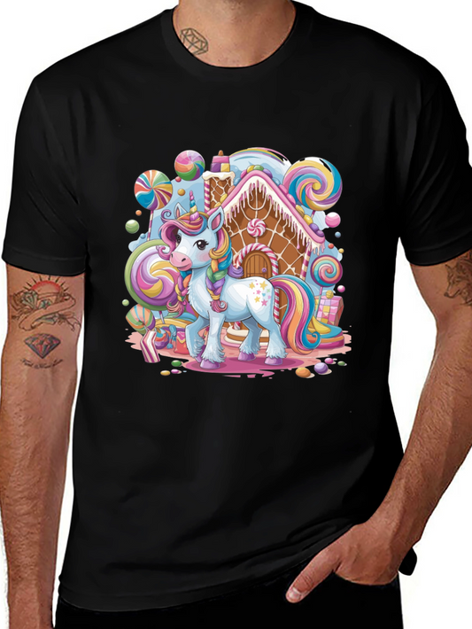 Unicorn Candy House Graphic T-Shirt