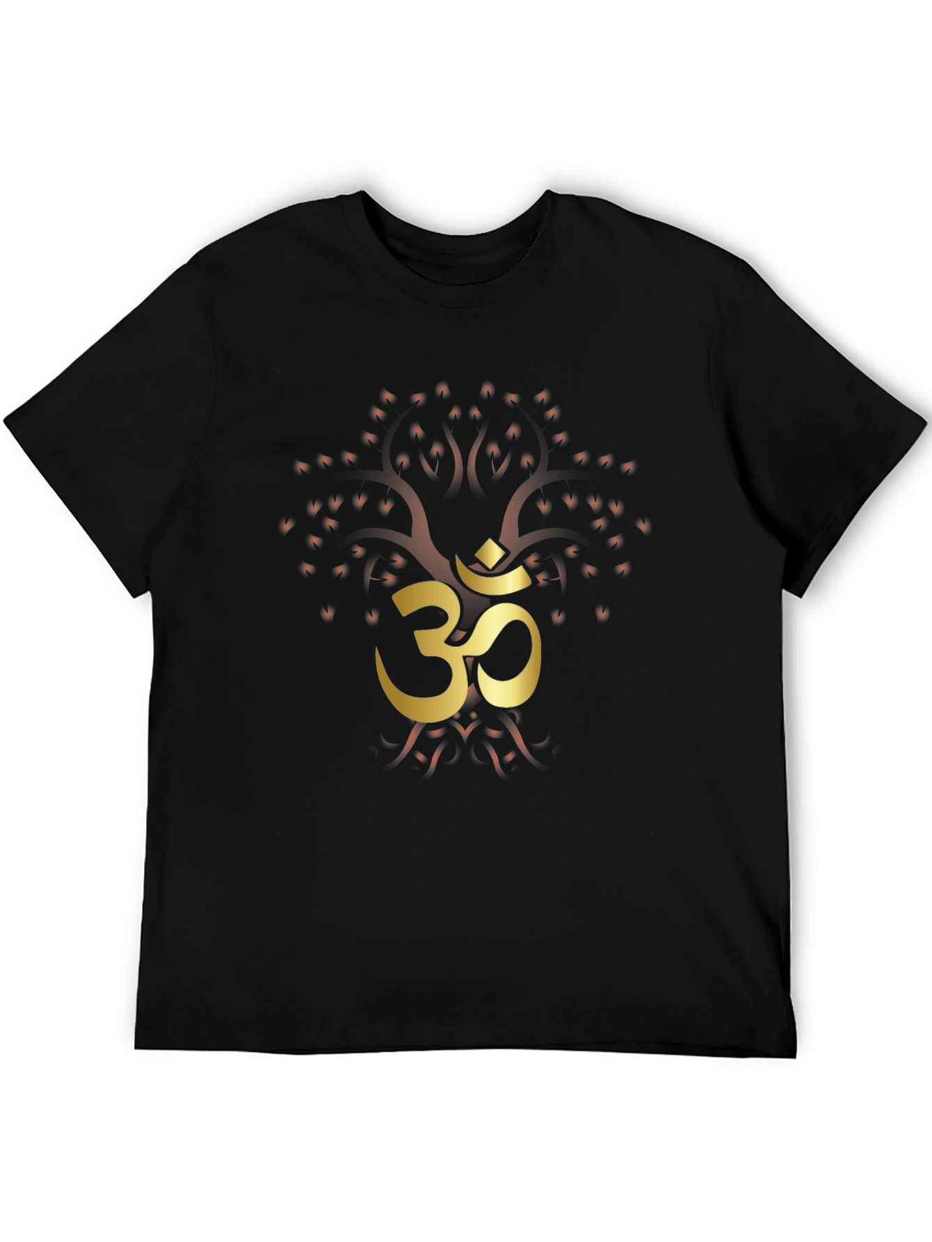 Om Tree Graphic Tee - Black Cotton Blend