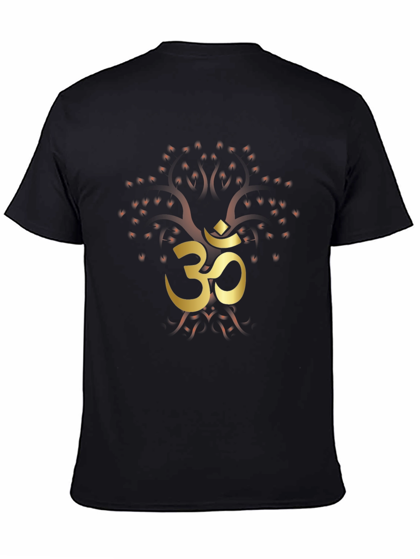 Om Tree Graphic Tee - Black Cotton Blend