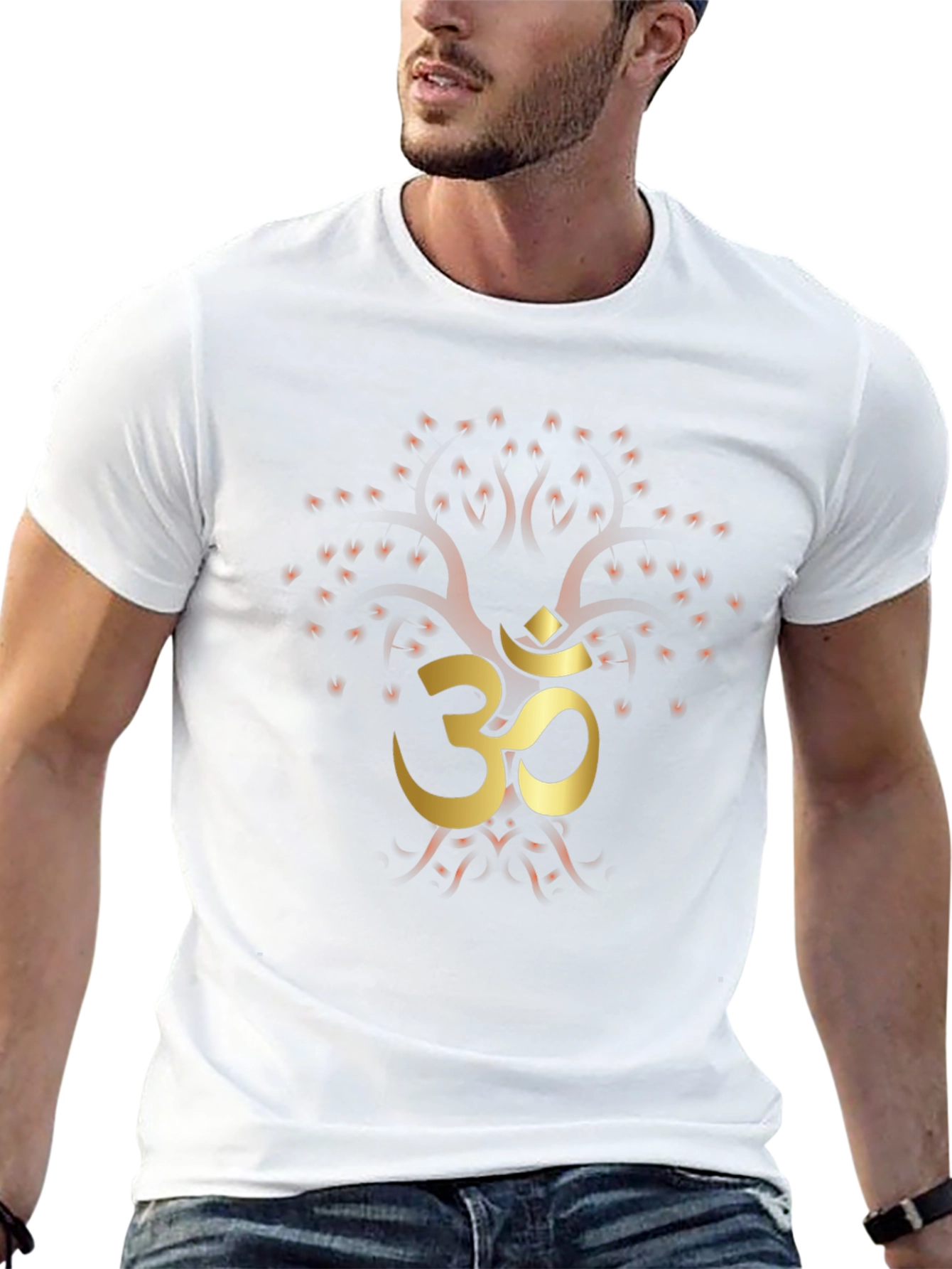 Om Tree Graphic Tee - Black Cotton Blend