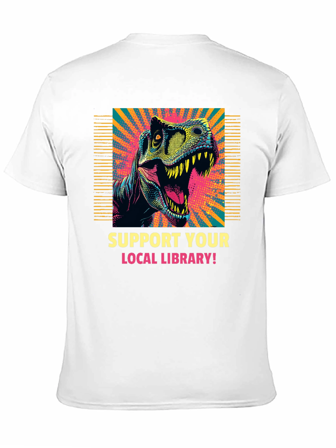 Dinosaur Library T-Shirt - Support Your Local Library