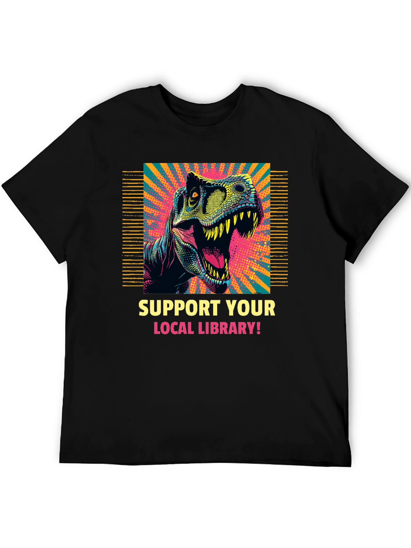 Dinosaur Library T-Shirt - Support Your Local Library