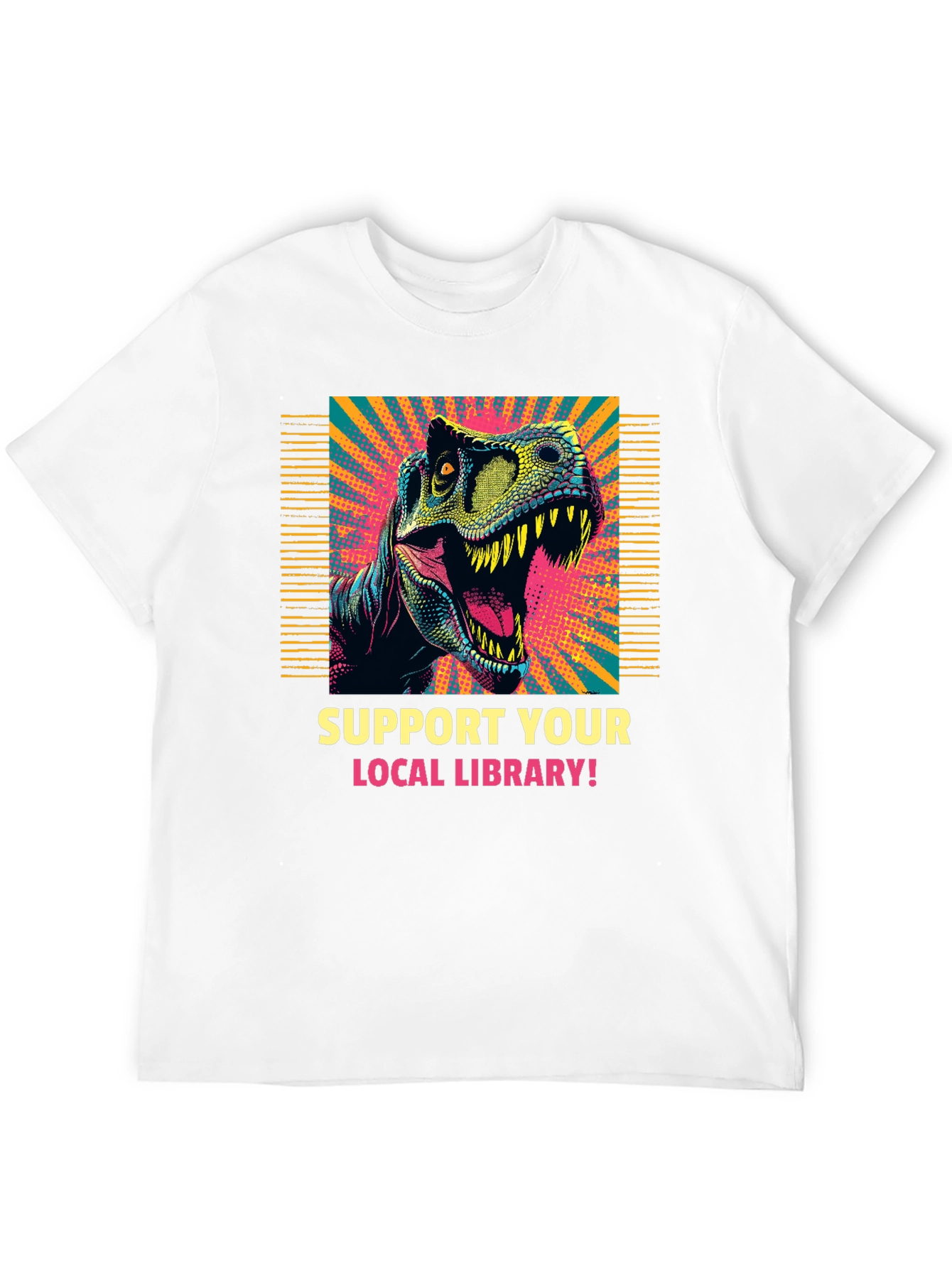 Dinosaur Library T-Shirt - Support Your Local Library