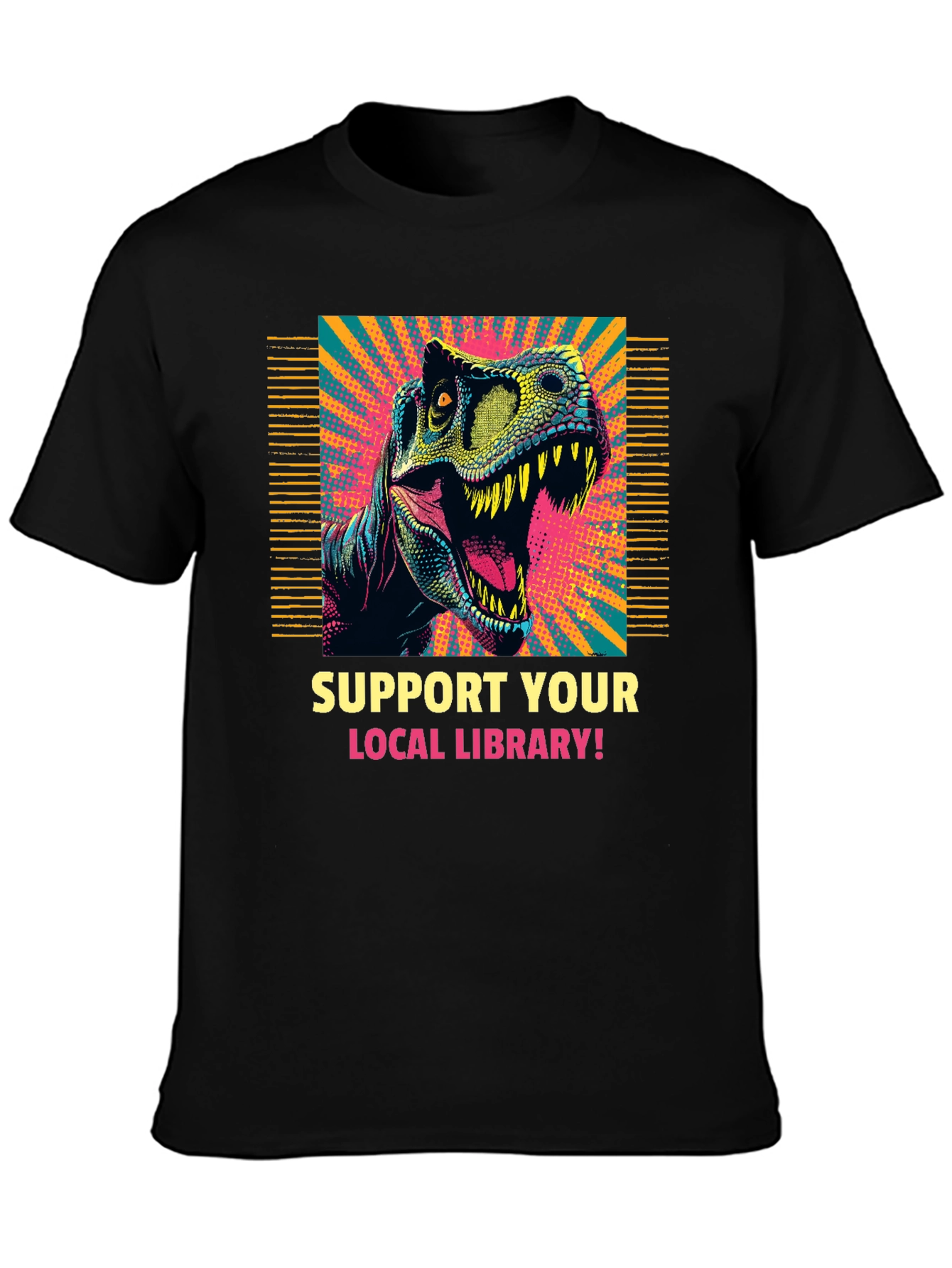 Dinosaur Library T-Shirt - Support Your Local Library