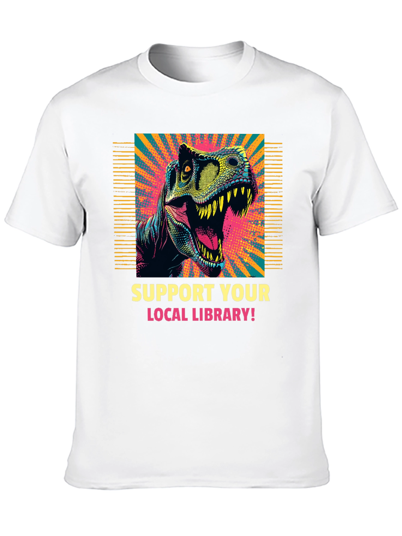 Dinosaur Library T-Shirt - Support Your Local Library