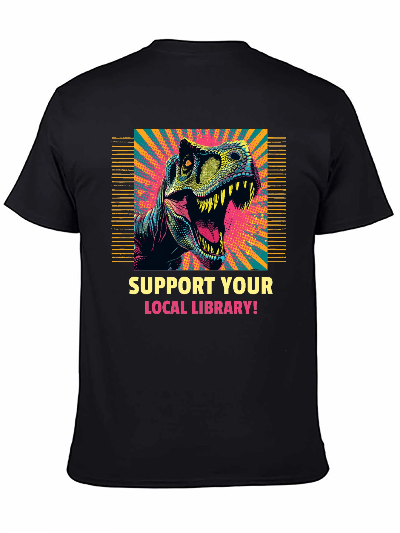 Dinosaur Library T-Shirt - Support Your Local Library
