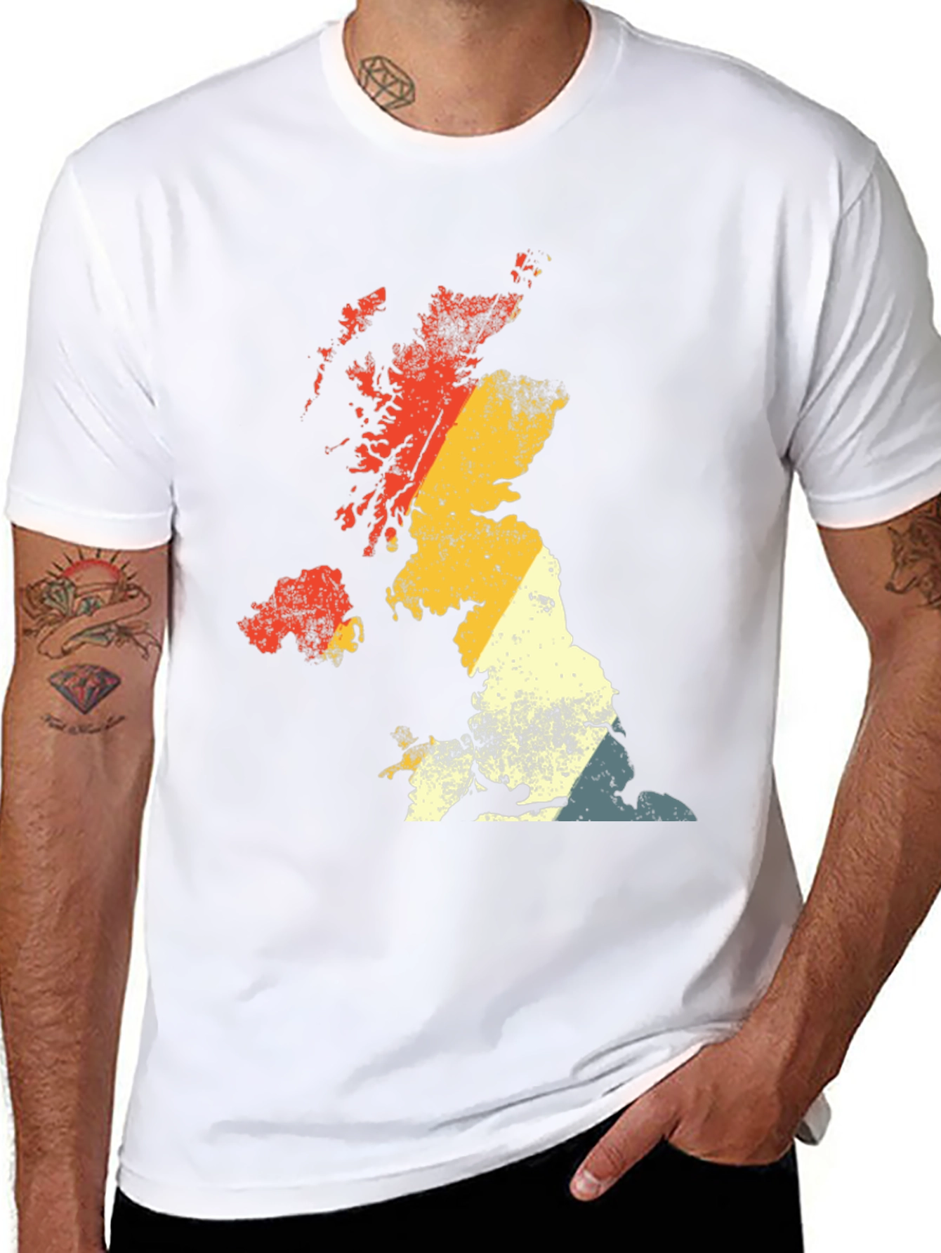 Retro UK Map Graphic Tee - Black