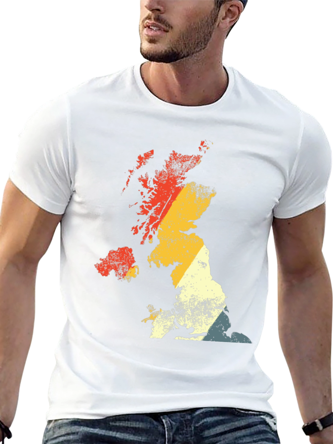 Retro UK Map Graphic Tee - Black