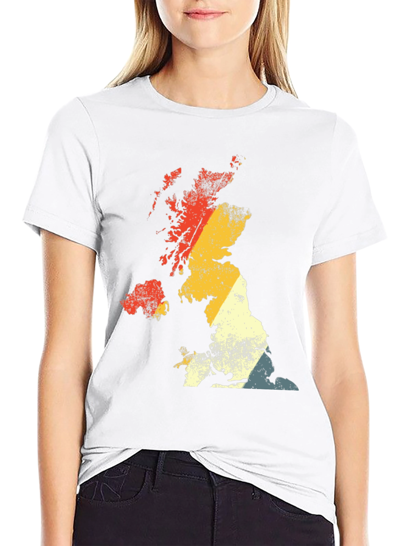 Retro UK Map Graphic Tee - Black