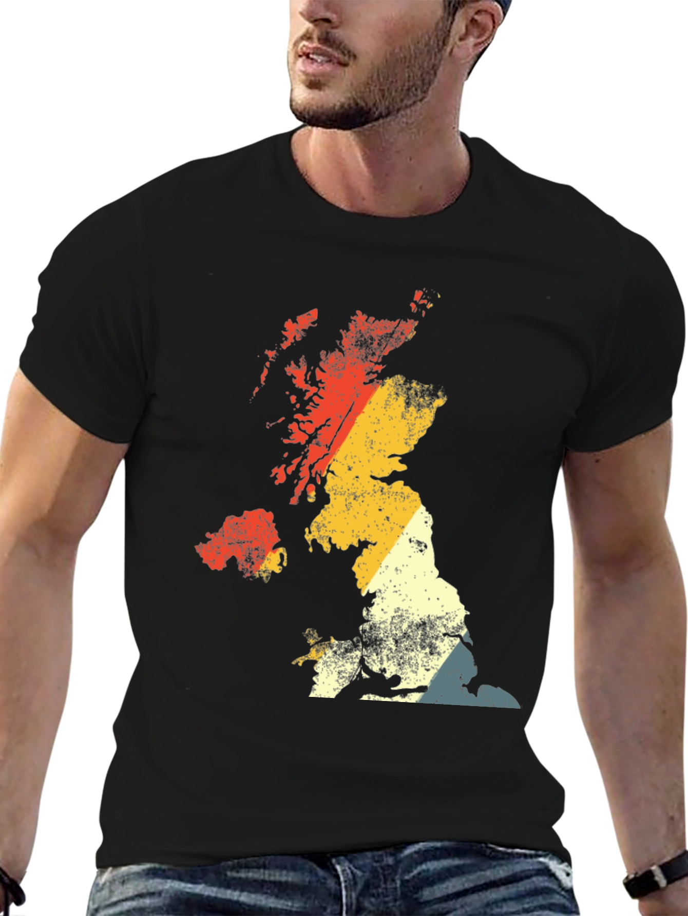 Retro UK Map Graphic Tee - Black
