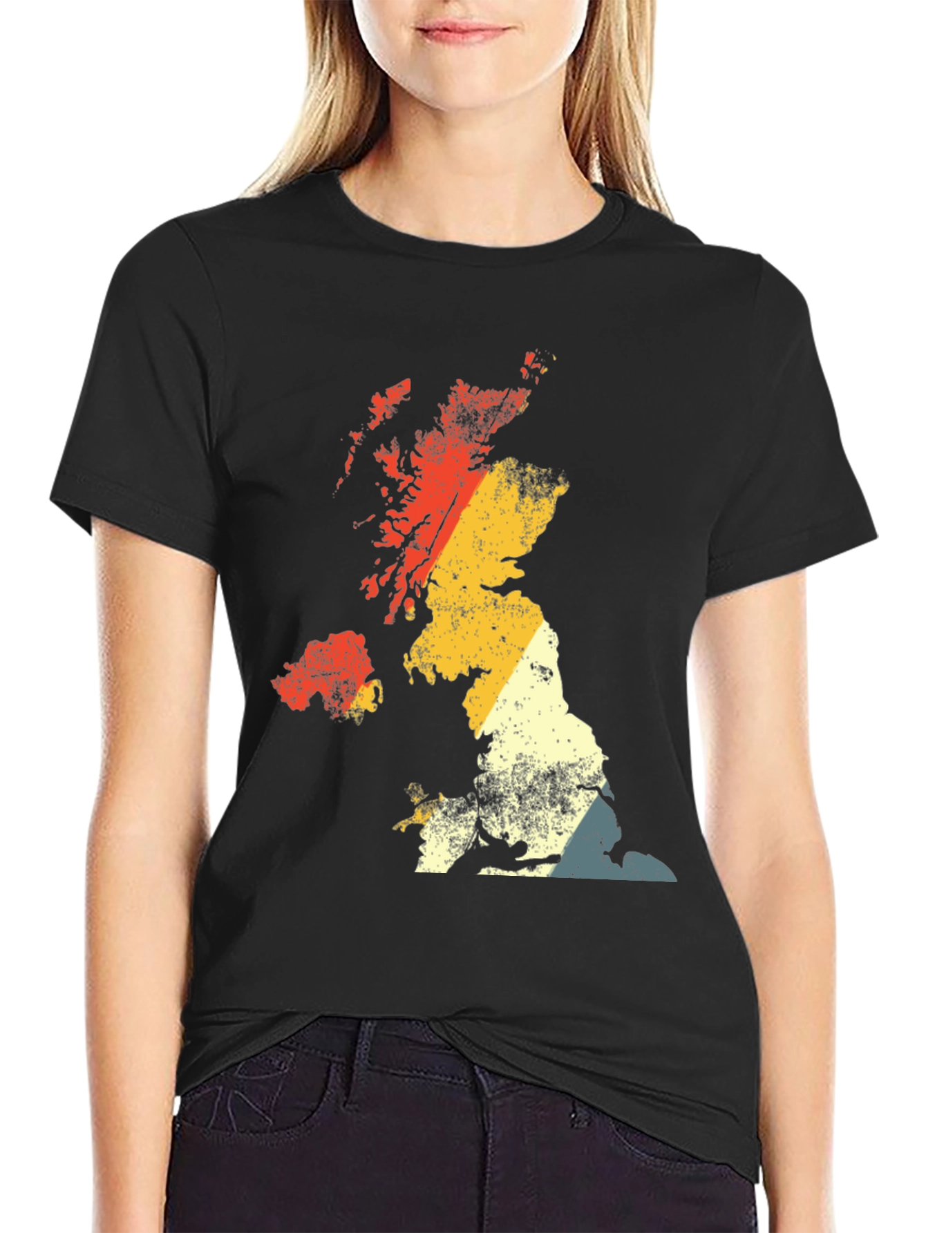Retro UK Map Graphic Tee - Black