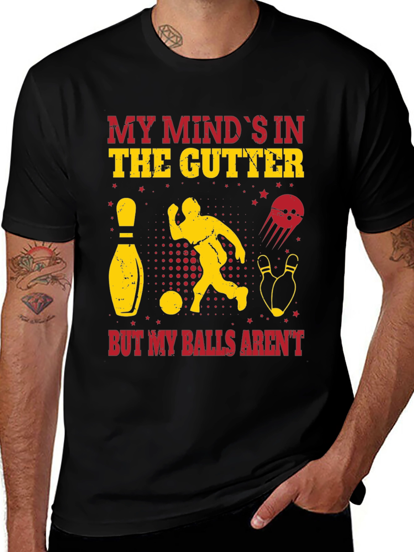 Funny Bowling T-Shirt - My Minds In the Gutter