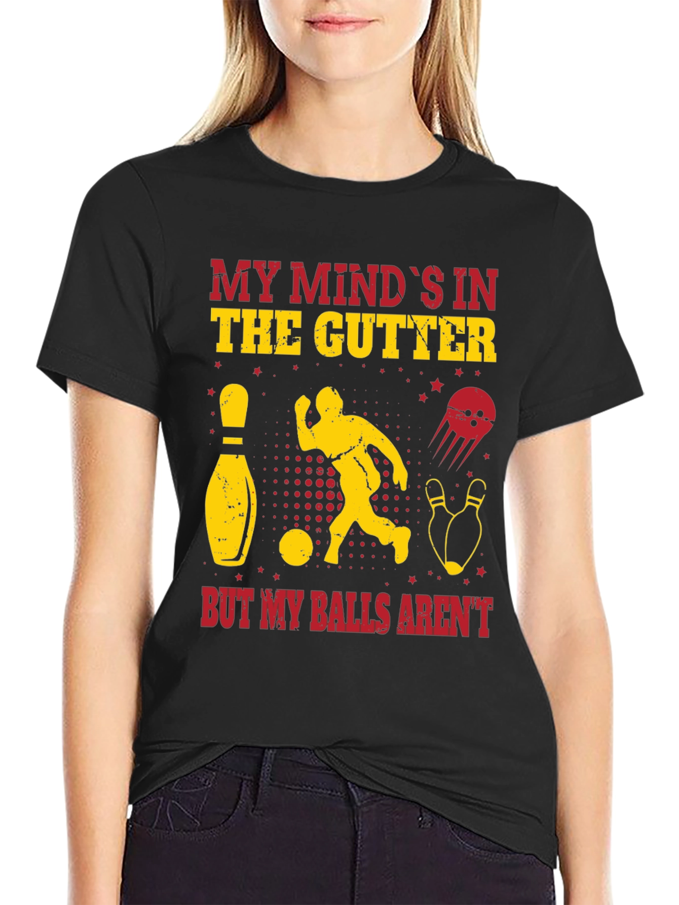 Funny Bowling T-Shirt - My Minds In the Gutter