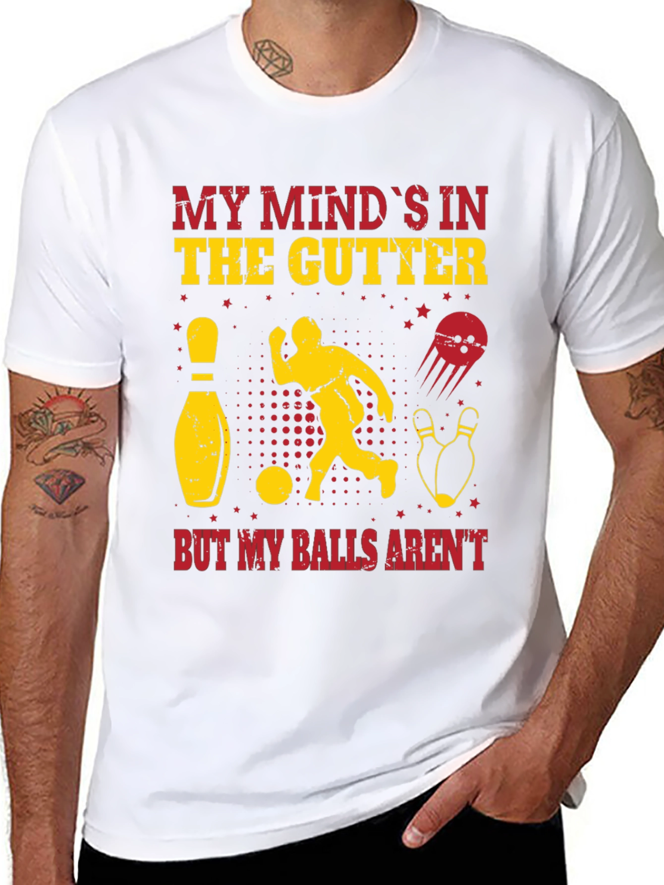 Funny Bowling T-Shirt - My Minds In the Gutter
