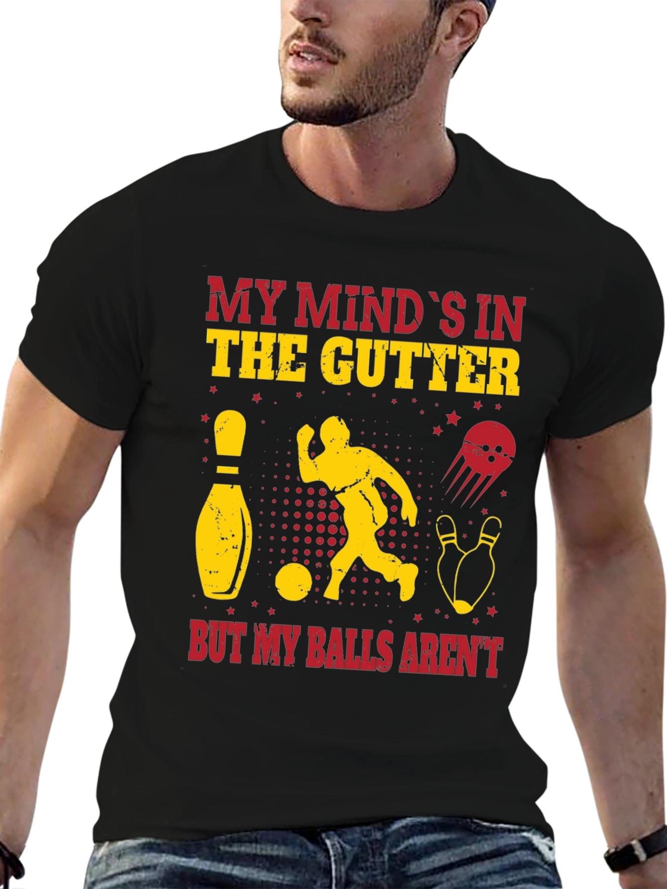 Funny Bowling T-Shirt - My Minds In the Gutter