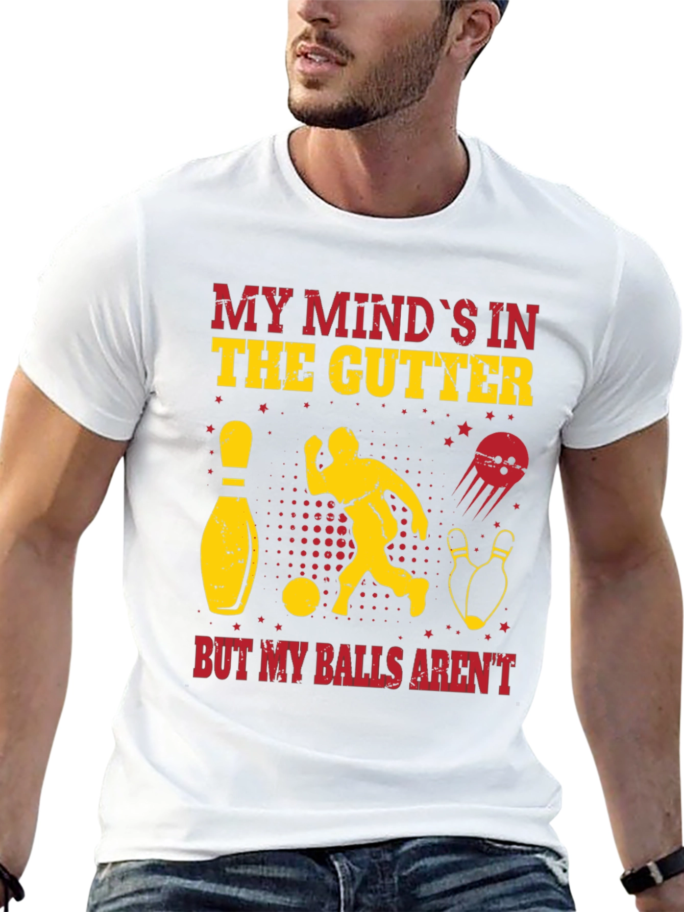 Funny Bowling T-Shirt - My Minds In the Gutter